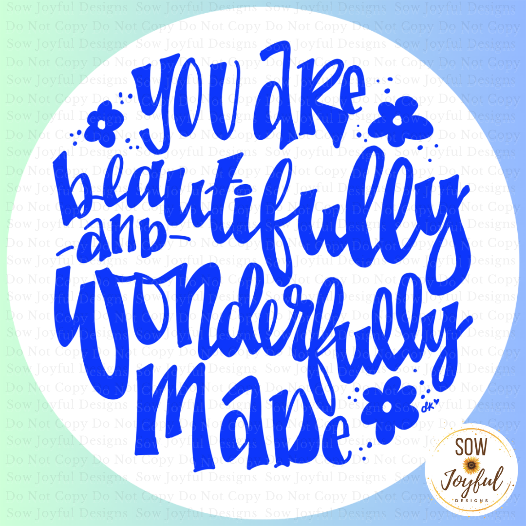 Wonderfully Made •Thermal Printed Stickers 2”, Set of 50.